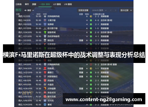 横滨F·马里诺斯在超级杯中的战术调整与表现分析总结 横滨F·马里诺斯在超级杯中的战术调整与表现分析总结